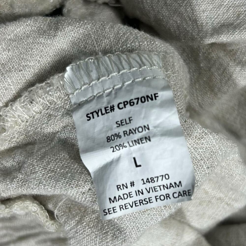 Sienna Sky Women’s L Pants Wide Leg Linen Blend Cream Oatmeal Elastic Waist - Picture 13 of 13